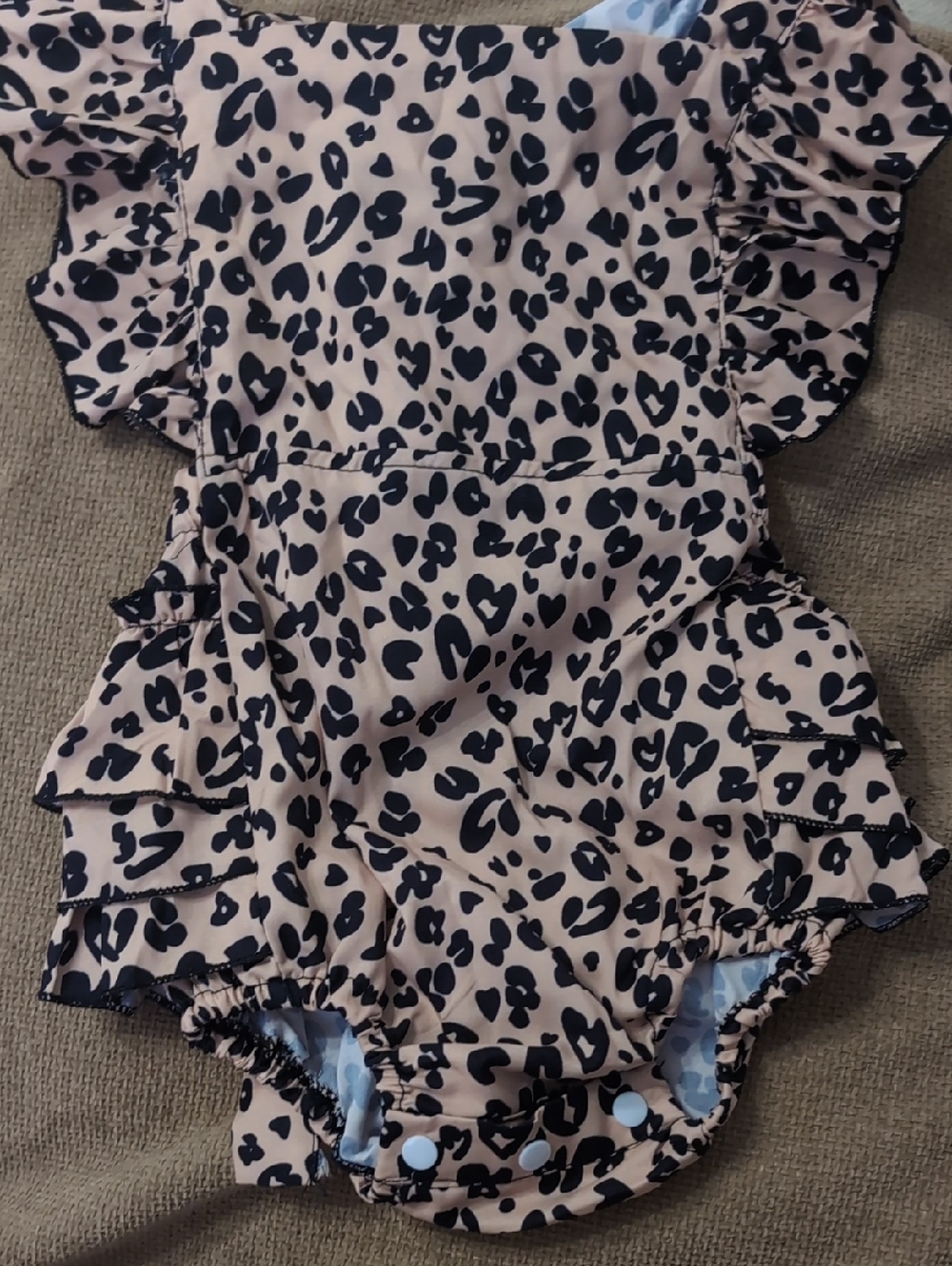 Source Unknown Beige and Black Leopard Print Baby One-Piece
